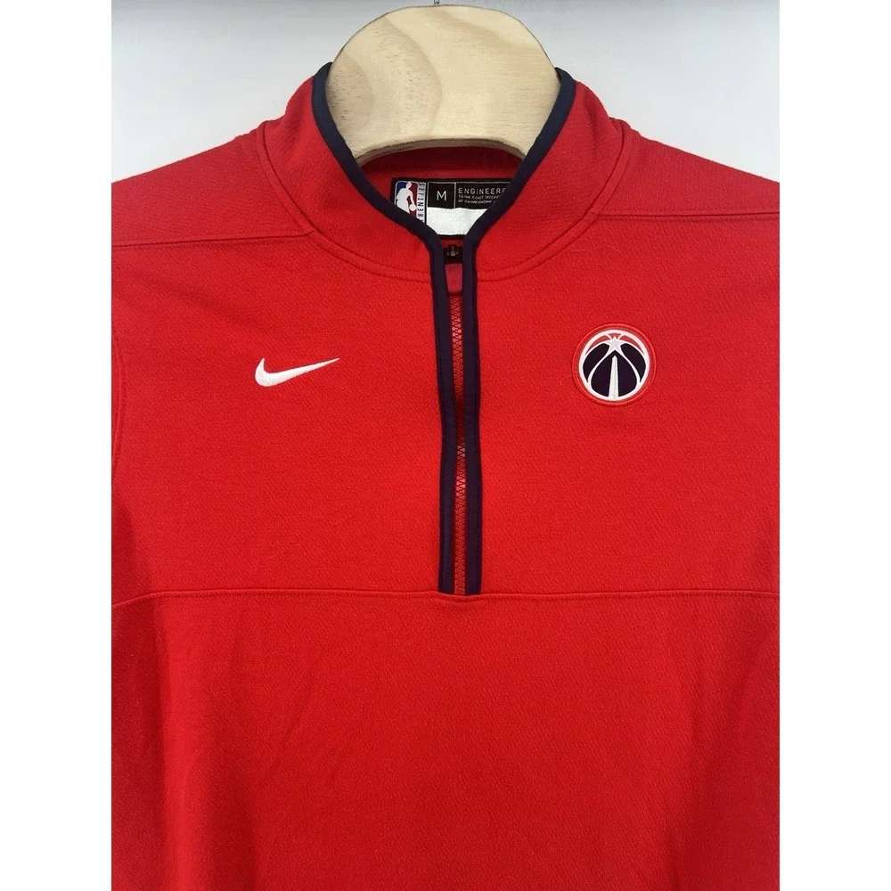 Nike Dri Fit Washington Wizards Mens Medium 1/4 Zip Pullover Bright Red - Picture 2 of 6